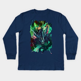 Alien vaporwave Kids Long Sleeve T-Shirt